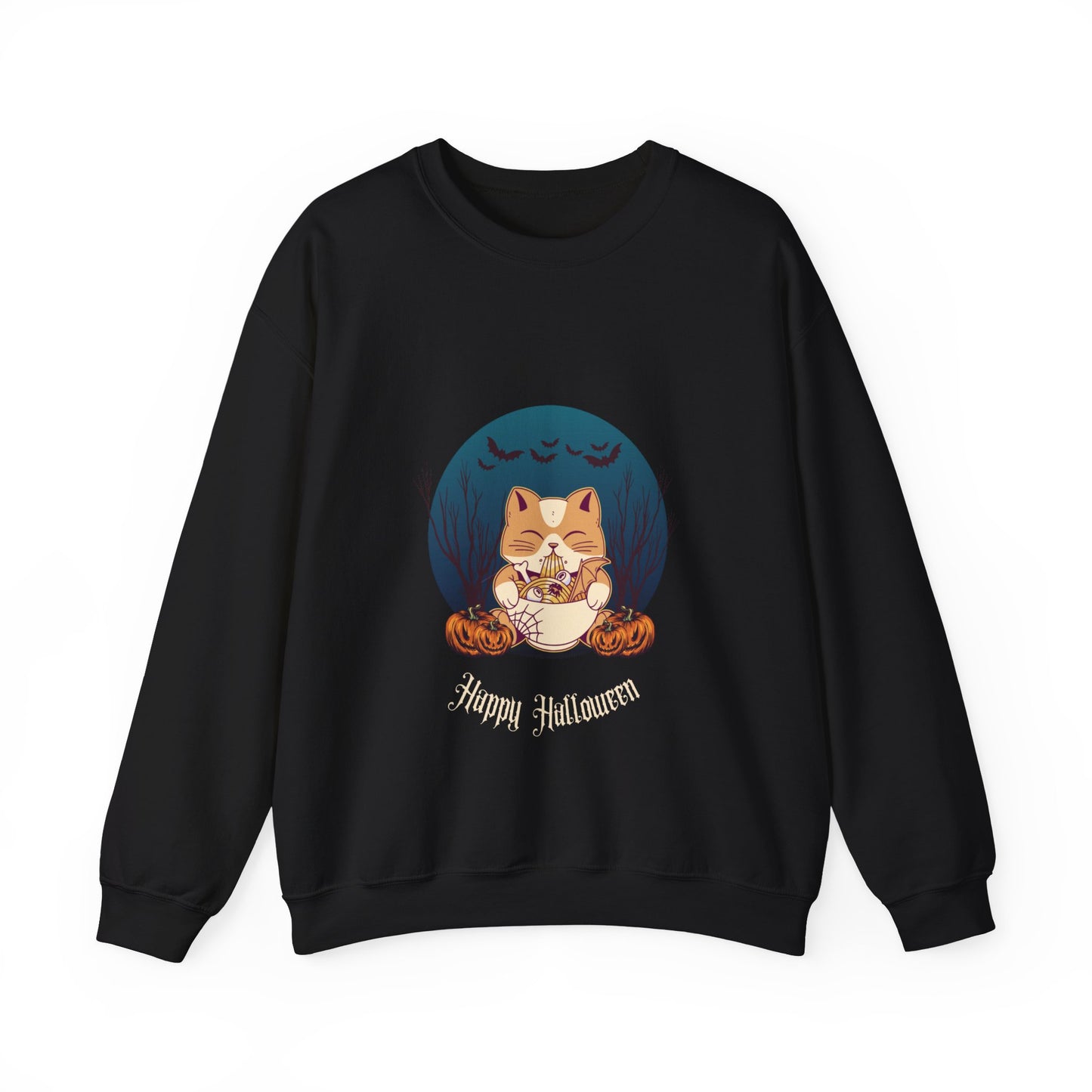 Cat & Pumpkin Happy Halloween - Sweatshirt - Albro Designs #
