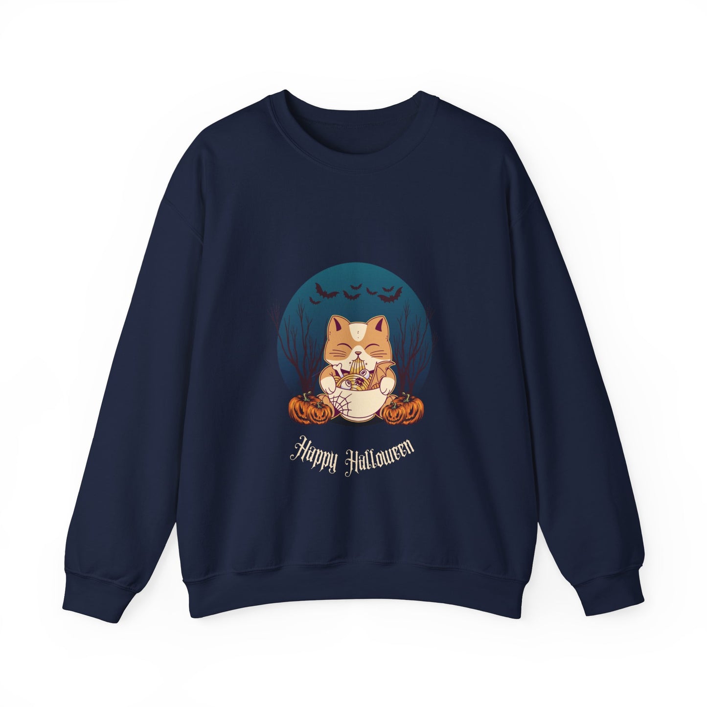 Cat & Pumpkin Happy Halloween - Sweatshirt - Albro Designs #
