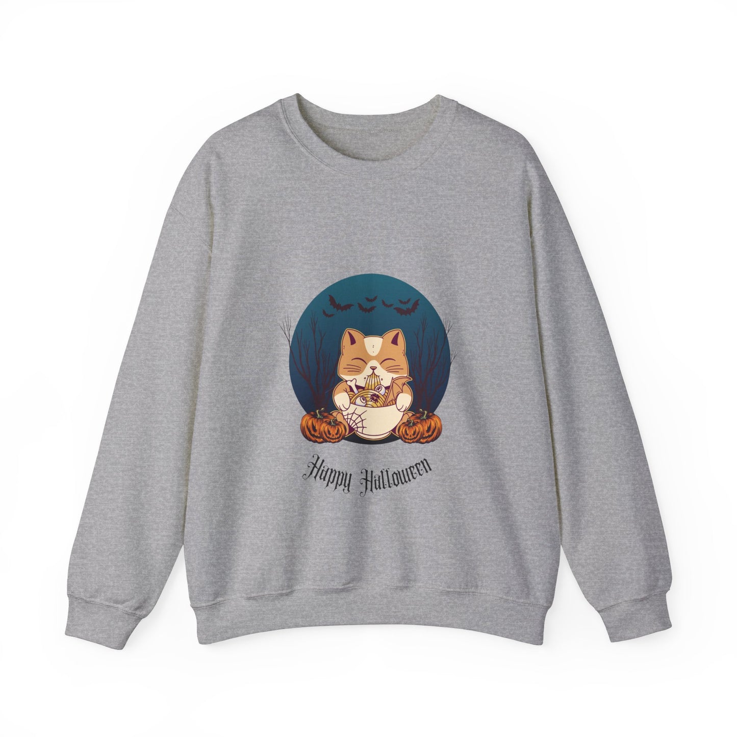 Cat & Pumpkin Happy Halloween - Sweatshirt - Albro Designs #
