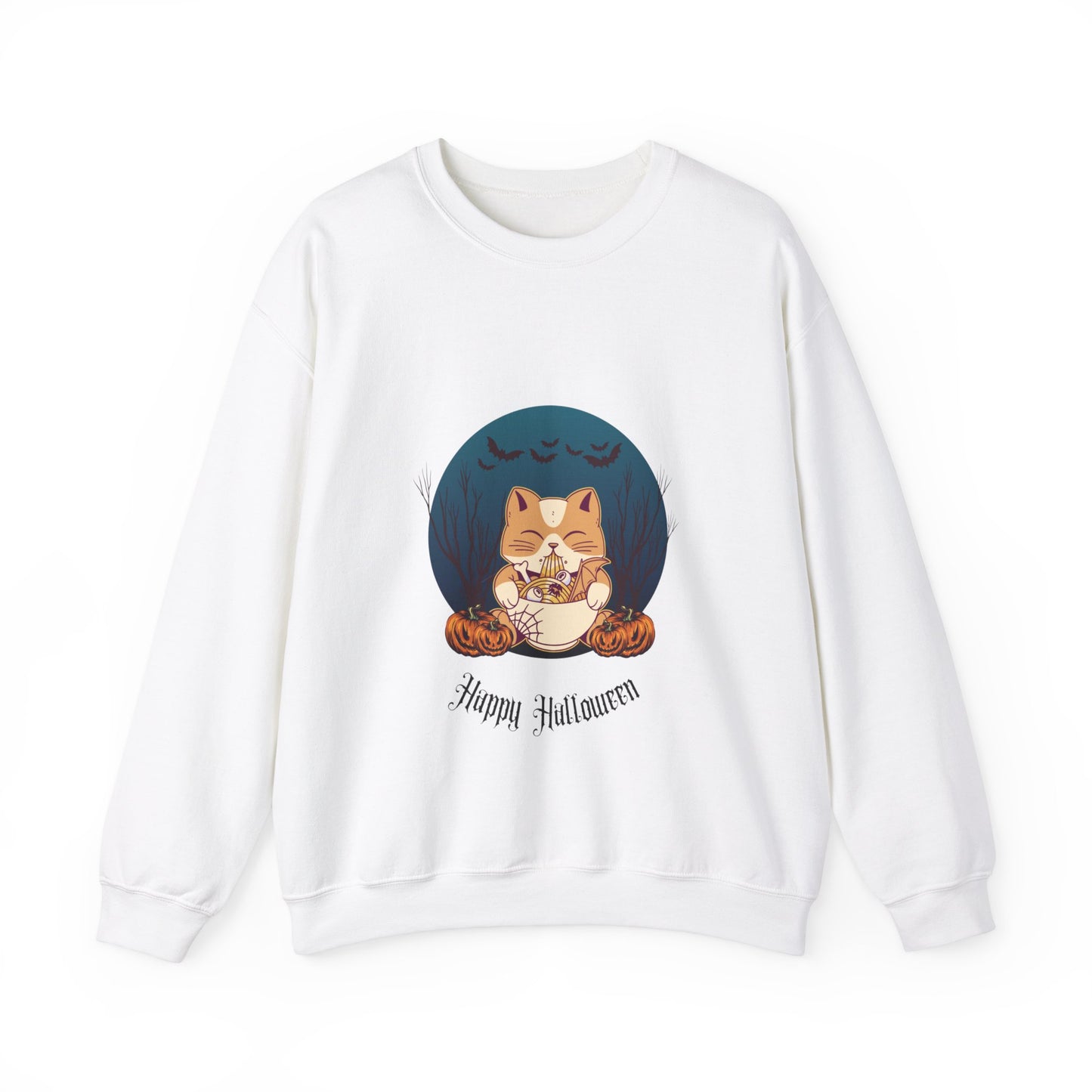 Cat & Pumpkin Happy Halloween - Sweatshirt - Albro Designs #