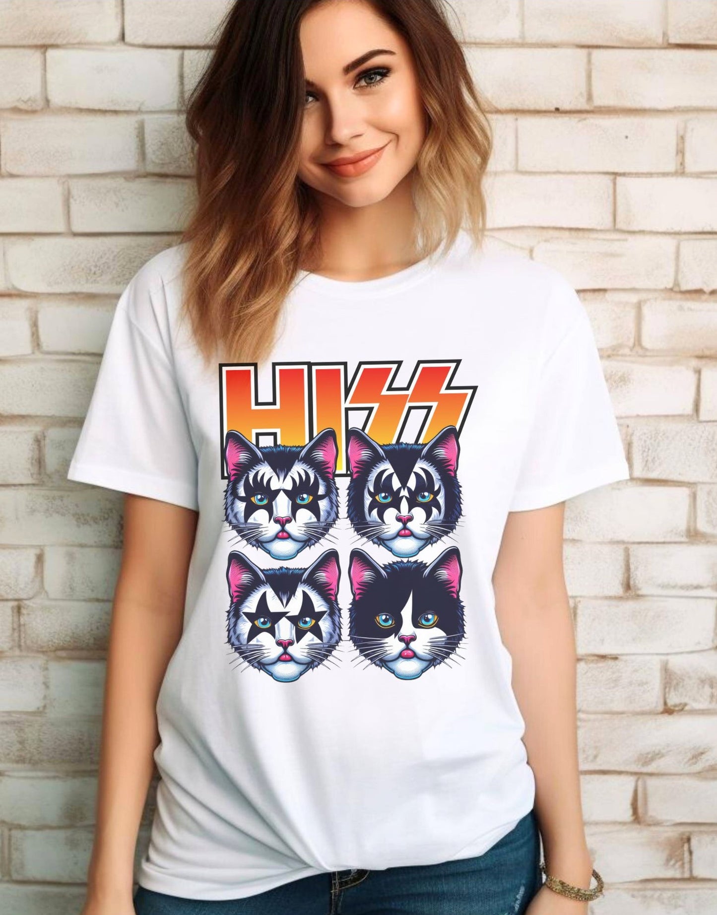 Hiss Glam Rock Cat - T-Shirt - Albro Designs #