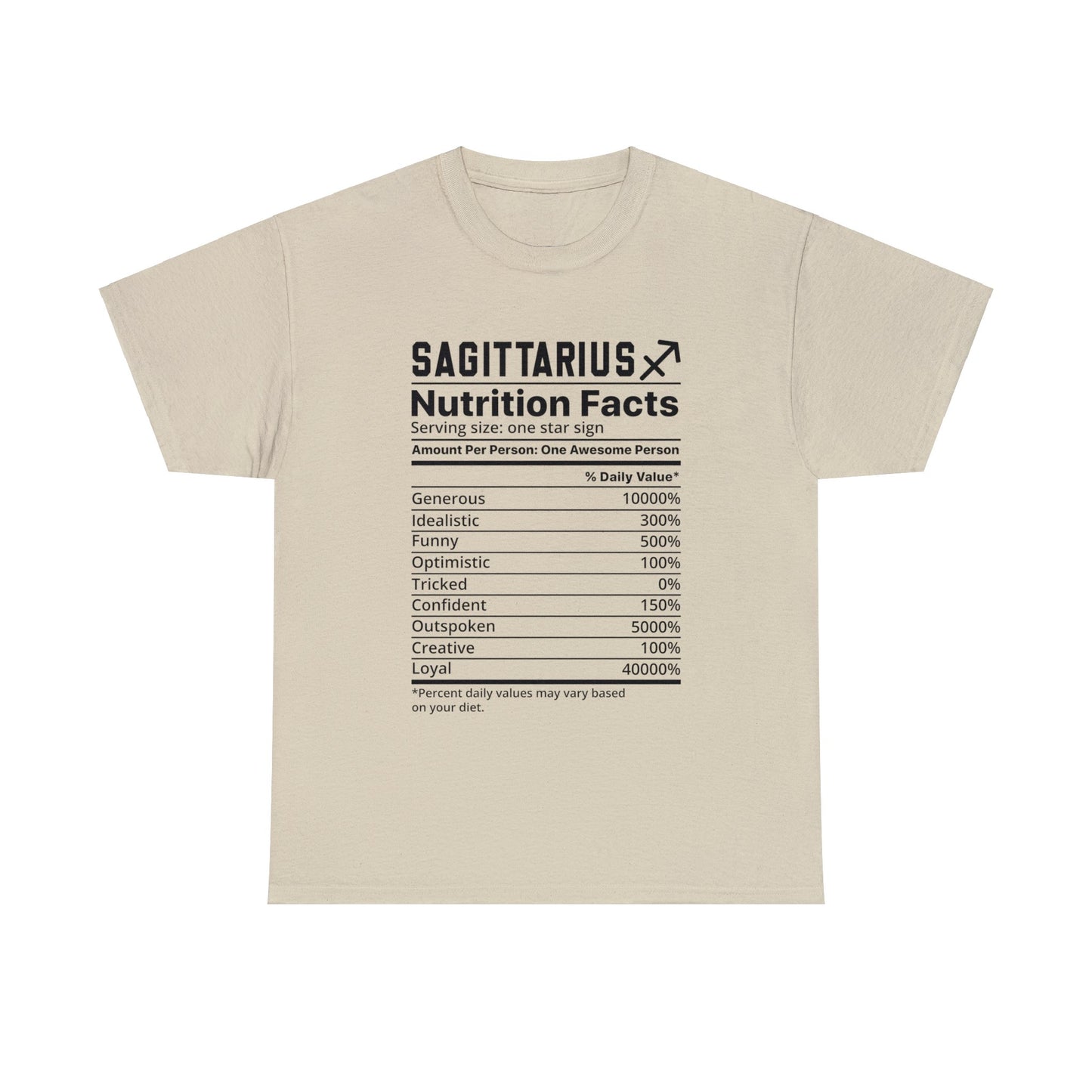 Zodiac Nutrition Facts -  T-Shirt (Sagittarius) - Albro Designs  # 