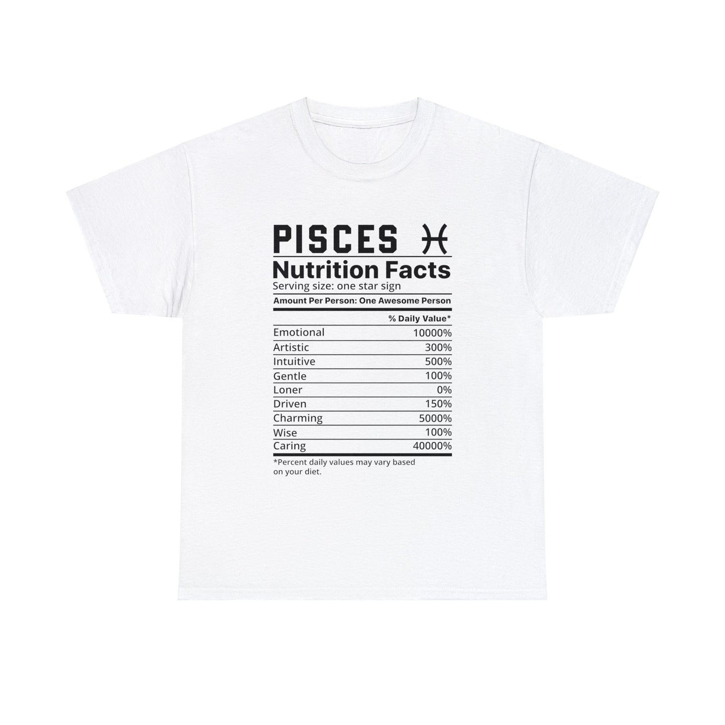 Zodiac Nutrition Facts -  T-Shirt (Pisces) - Albro Designs  # 