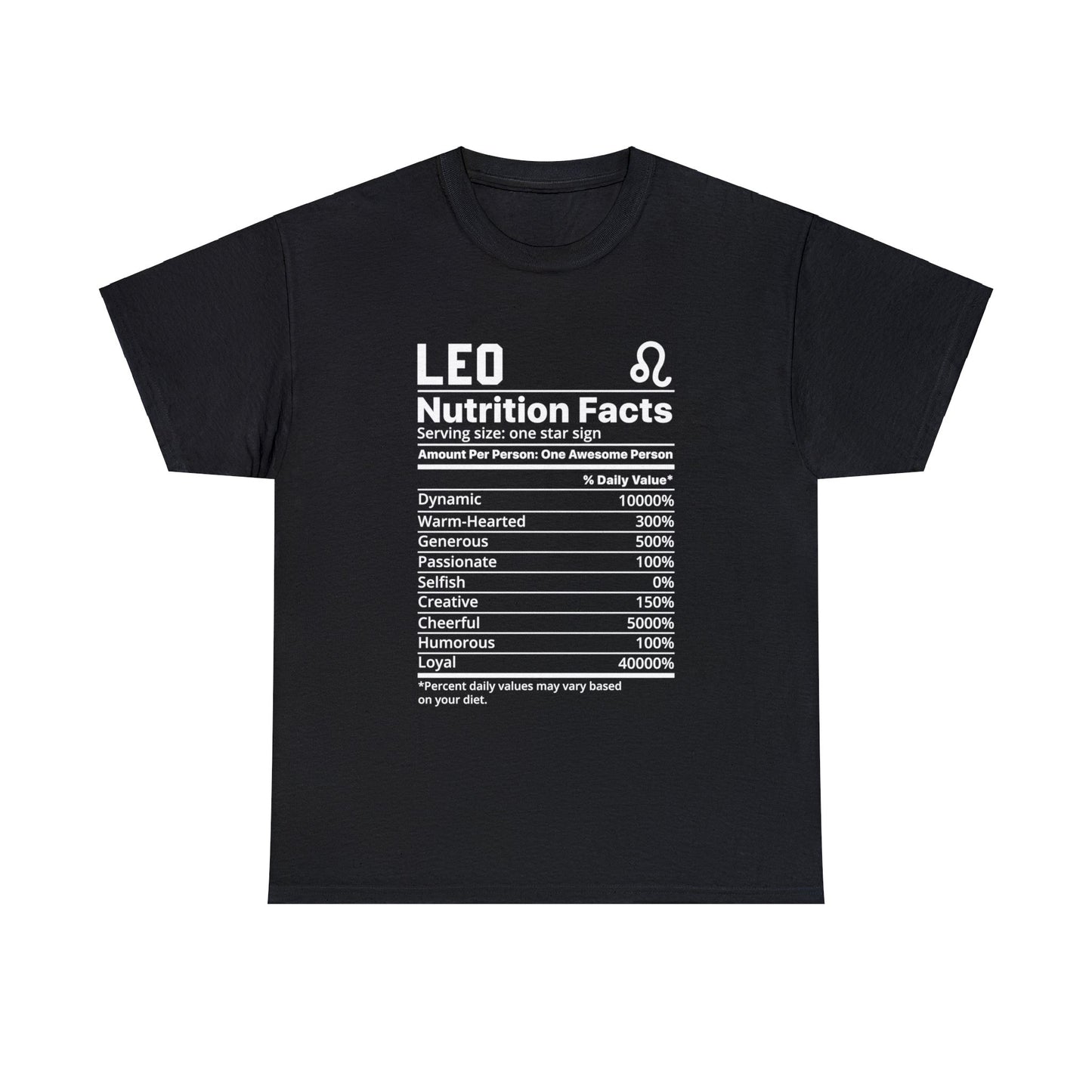 Zodiac Nutritional Facts - T-Shirt (Leo) - Albro Designs  # 