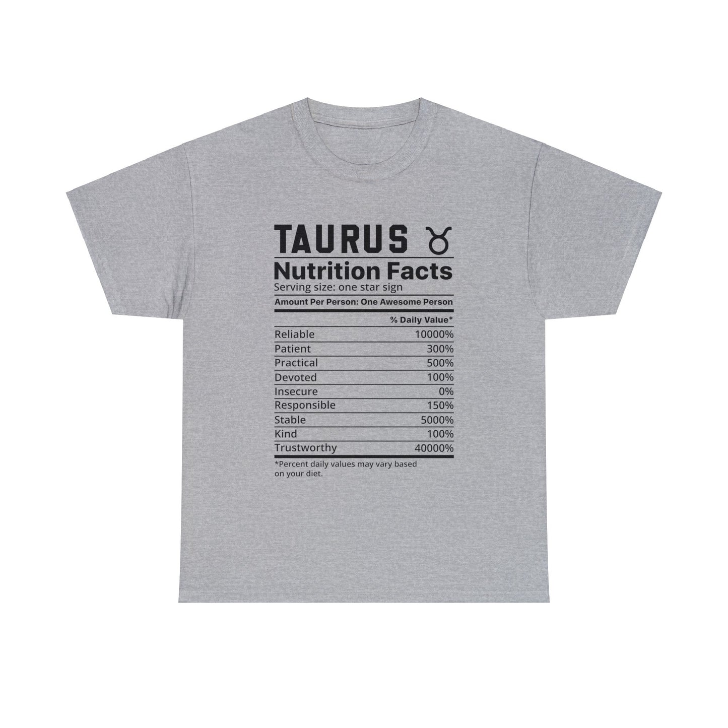 Zodiac Nutrition Facts -  T-Shirt (Taurus) - Albro Designs  # 