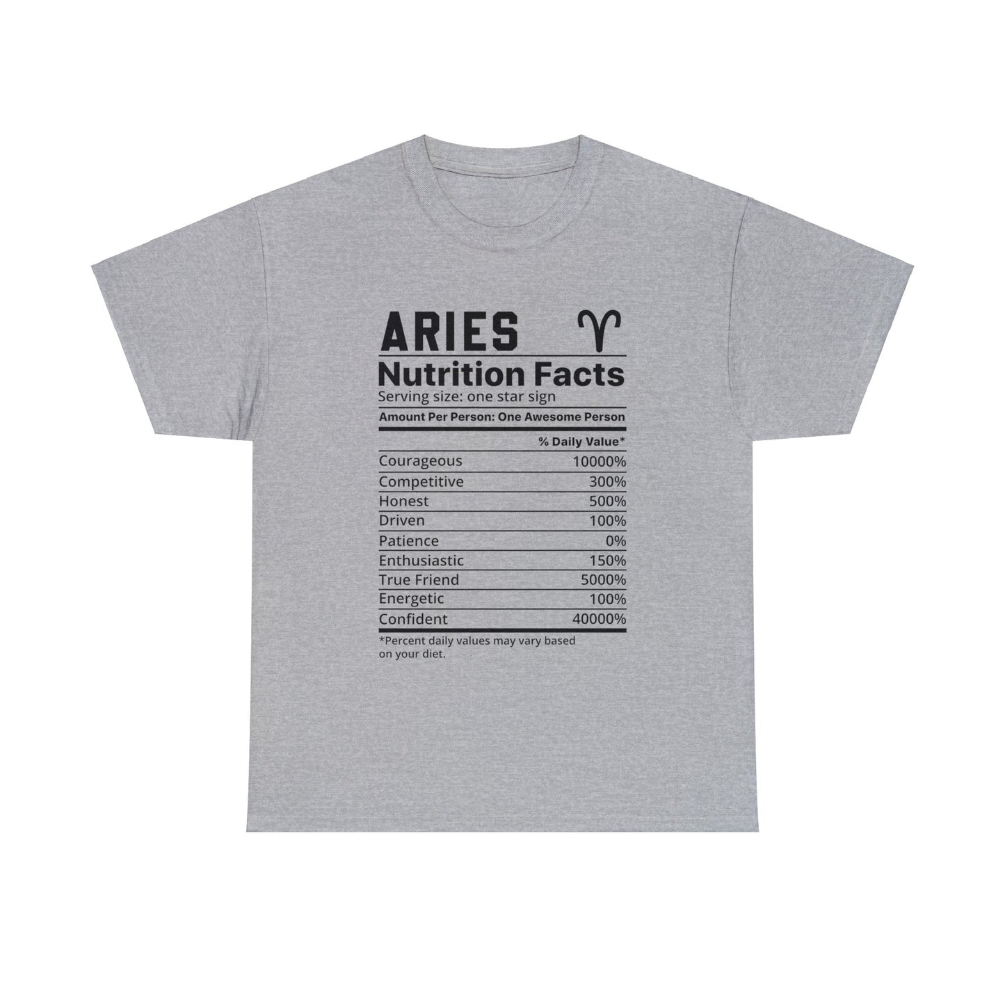 Zodiac Nutrition Facts -  T-Shirt (Aries) - Albro Designs  # 