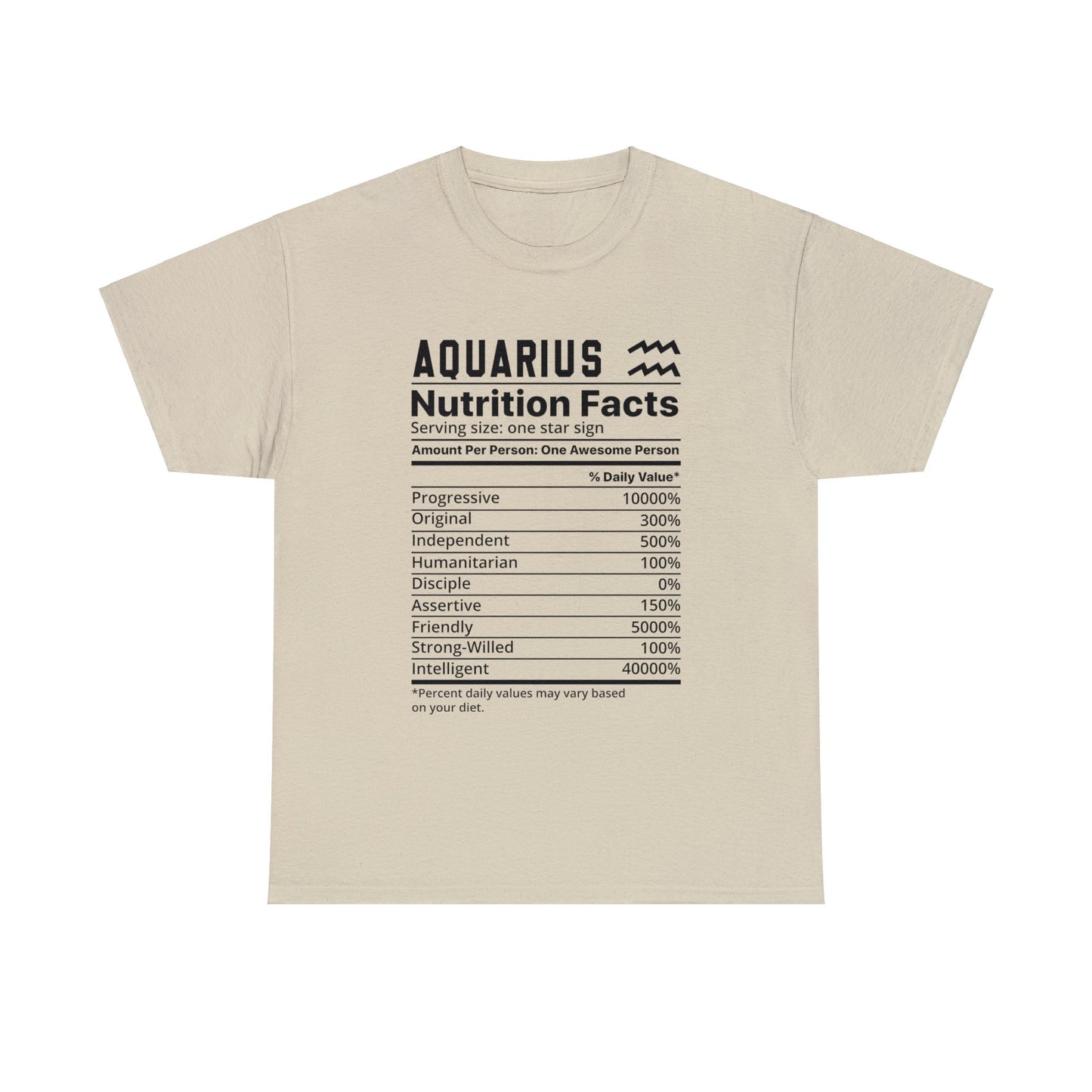 Zodiac Nutrition Facts -  T-Shirt (Aquarius) - Albro Designs  # 