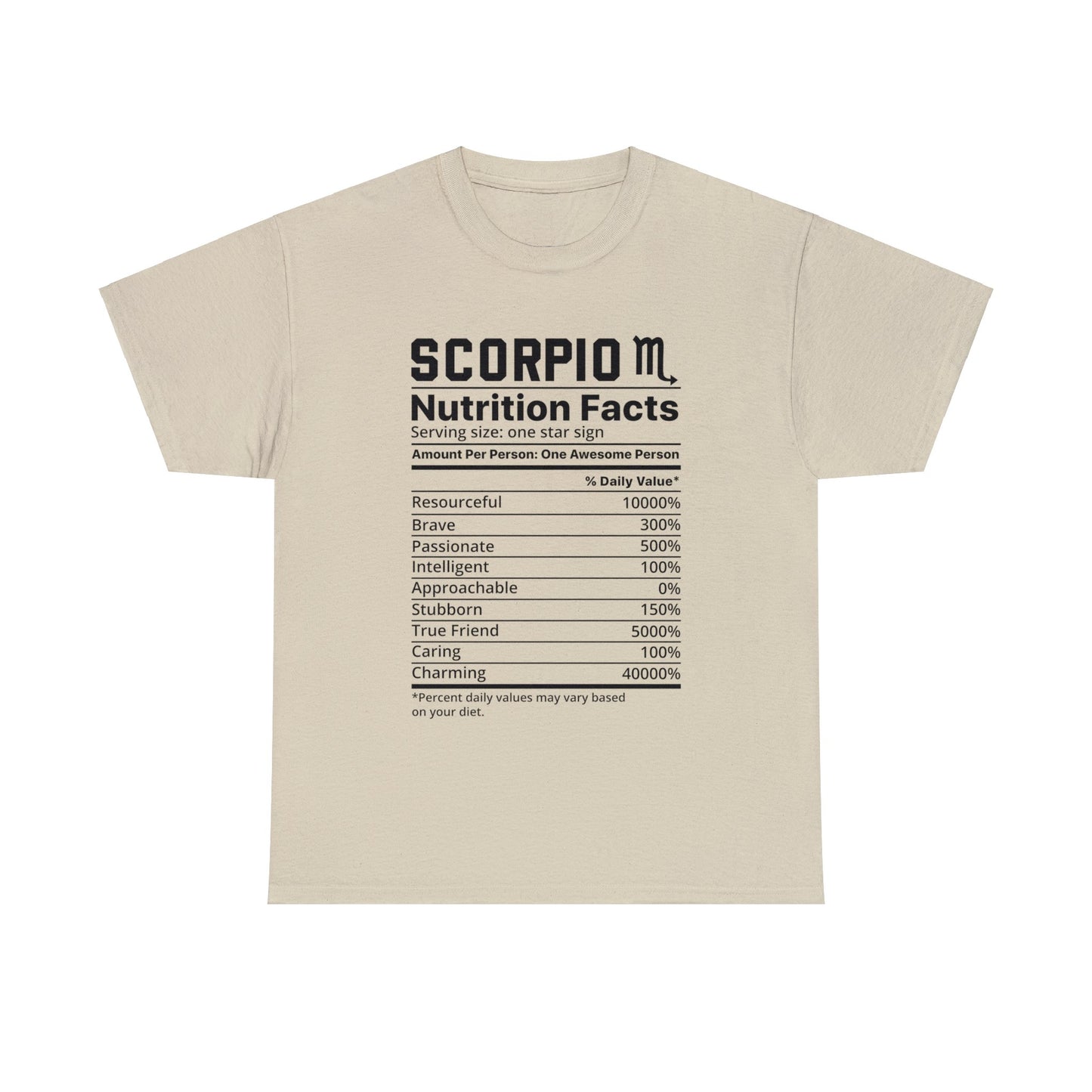 Zodiac Nutrition Facts -  T-Shirt (Scorpio) - Albro Designs  # 