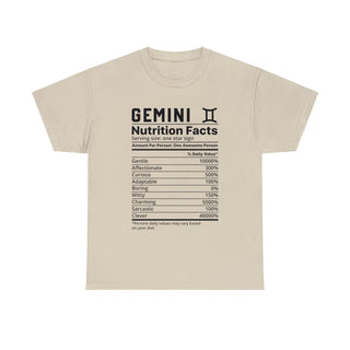 Zodiac Nutritional Facts - T-Shirt (Gemini) - Albro Designs  #