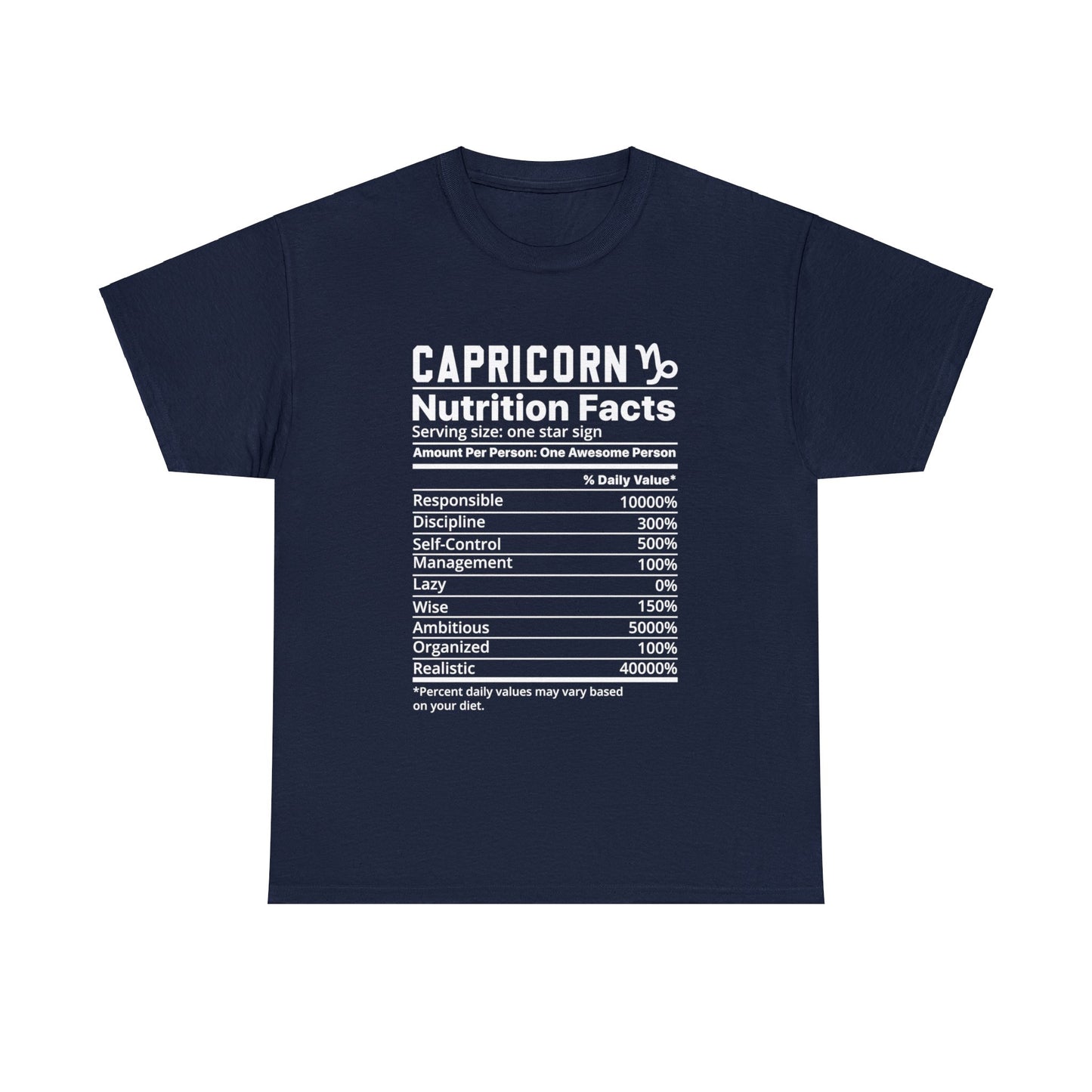 Zodiac Nutritional Facts - T-Shirt (Capricorn) - Albro Designs  # 