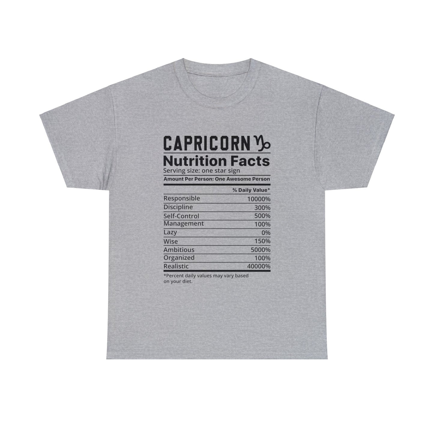 Zodiac Nutritional Facts - T-Shirt (Capricorn) - Albro Designs  # 