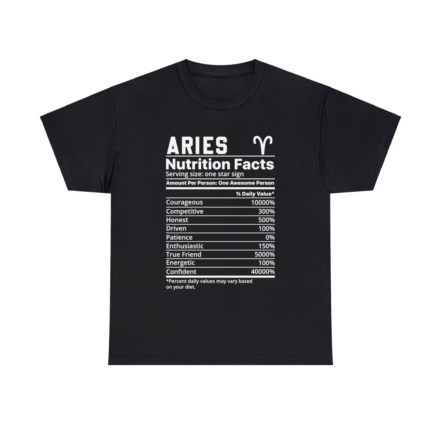 Zodiac Nutrition Facts -  T-Shirt (Aries) - Albro Designs  # 