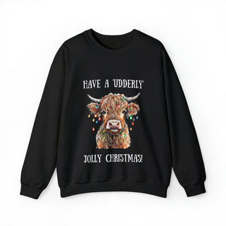 Christmas Udderley Jolly Highland Cow - Sweatshirt - Albro Designs  #