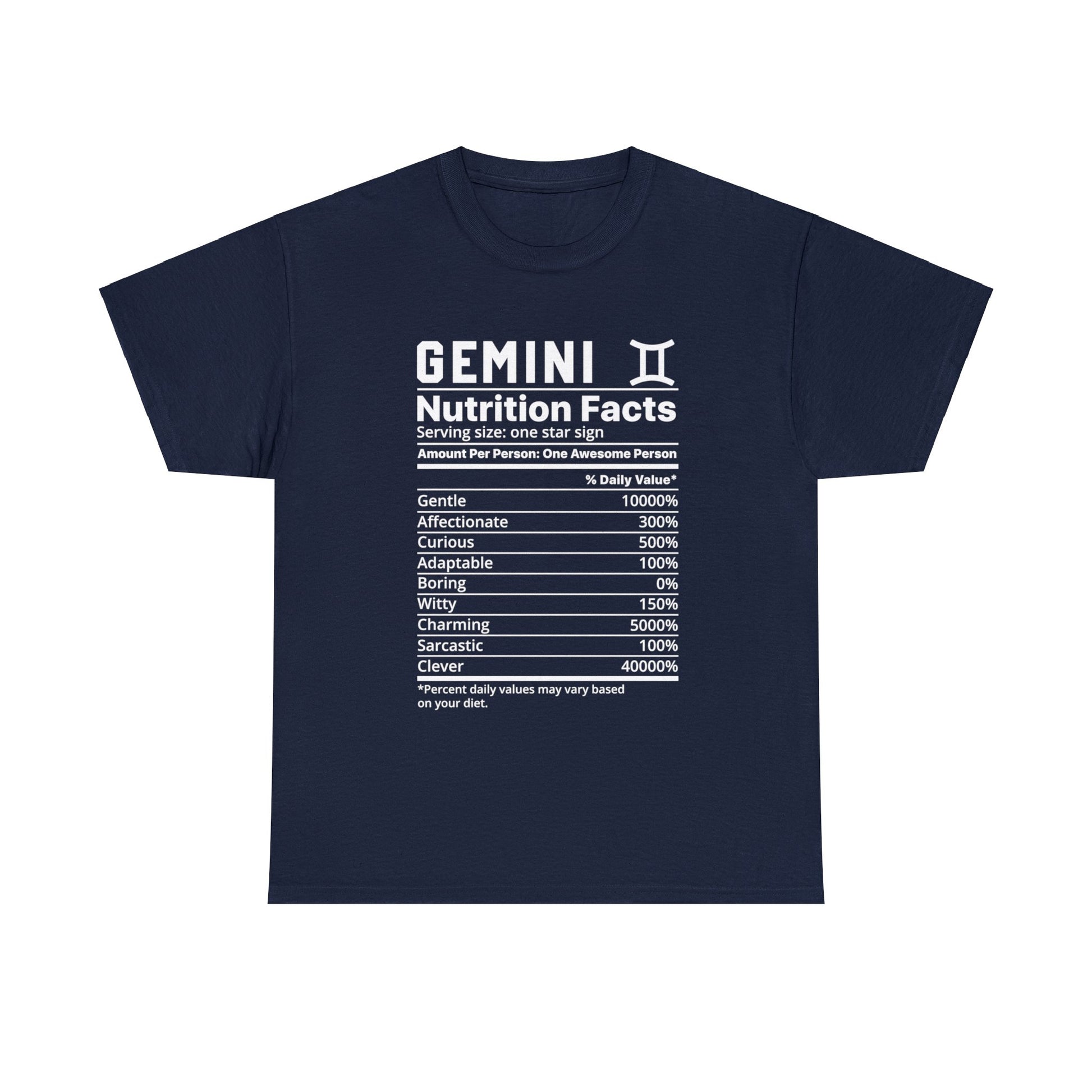 Zodiac Nutritional Facts - T-Shirt (Gemini) - Albro Designs  # 