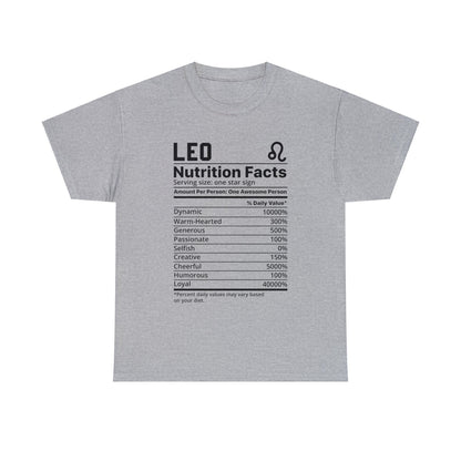 Zodiac Nutritional Facts - T-Shirt (Leo) - Albro Designs  # 