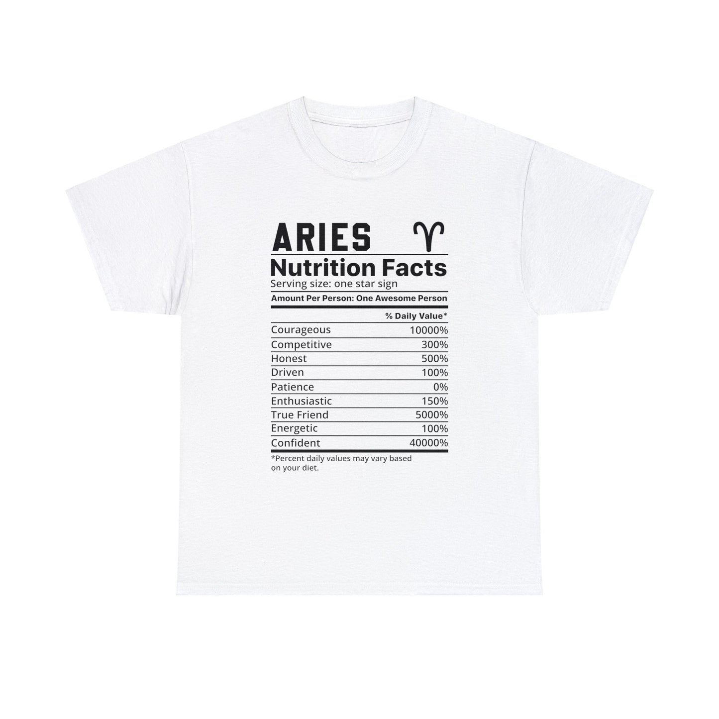 Zodiac Nutrition Facts -  T-Shirt (Aries) - Albro Designs  # 