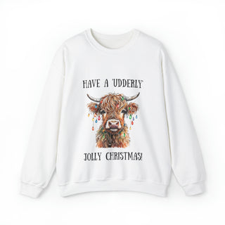 Christmas Udderley Jolly Highland Cow - Sweatshirt - Albro Designs  #