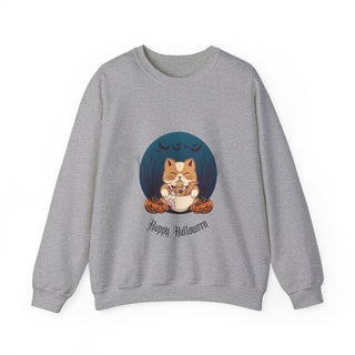 Cat & Pumpkin Happy Halloween - Sweatshirt - Albro Designs  #