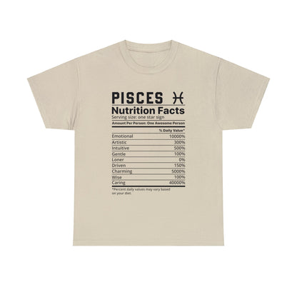 Zodiac Nutrition Facts -  T-Shirt (Pisces) - Albro Designs  # 