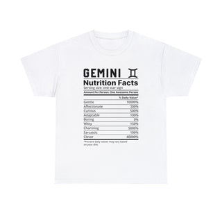 Zodiac Nutritional Facts - T-Shirt (Gemini) - Albro Designs  #