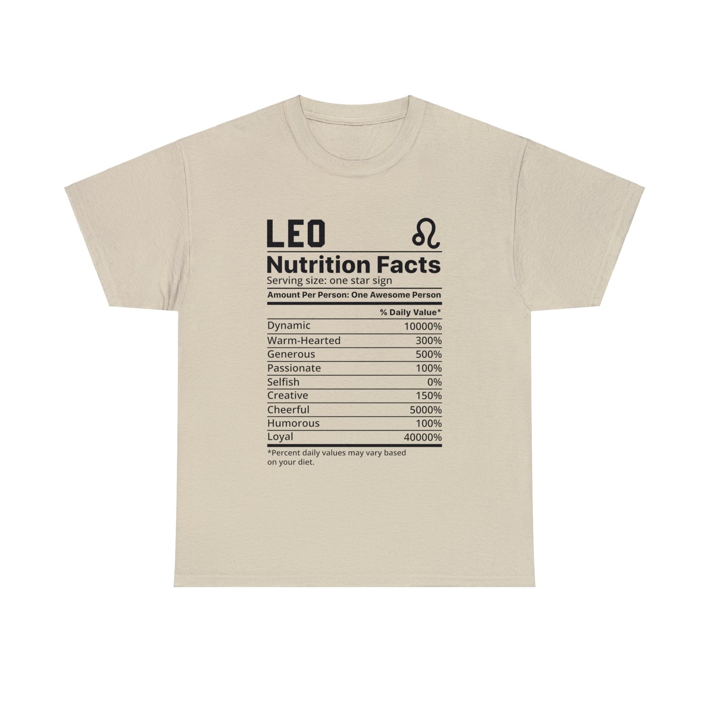 Zodiac Nutritional Facts - T-Shirt (Leo) - Albro Designs  # 