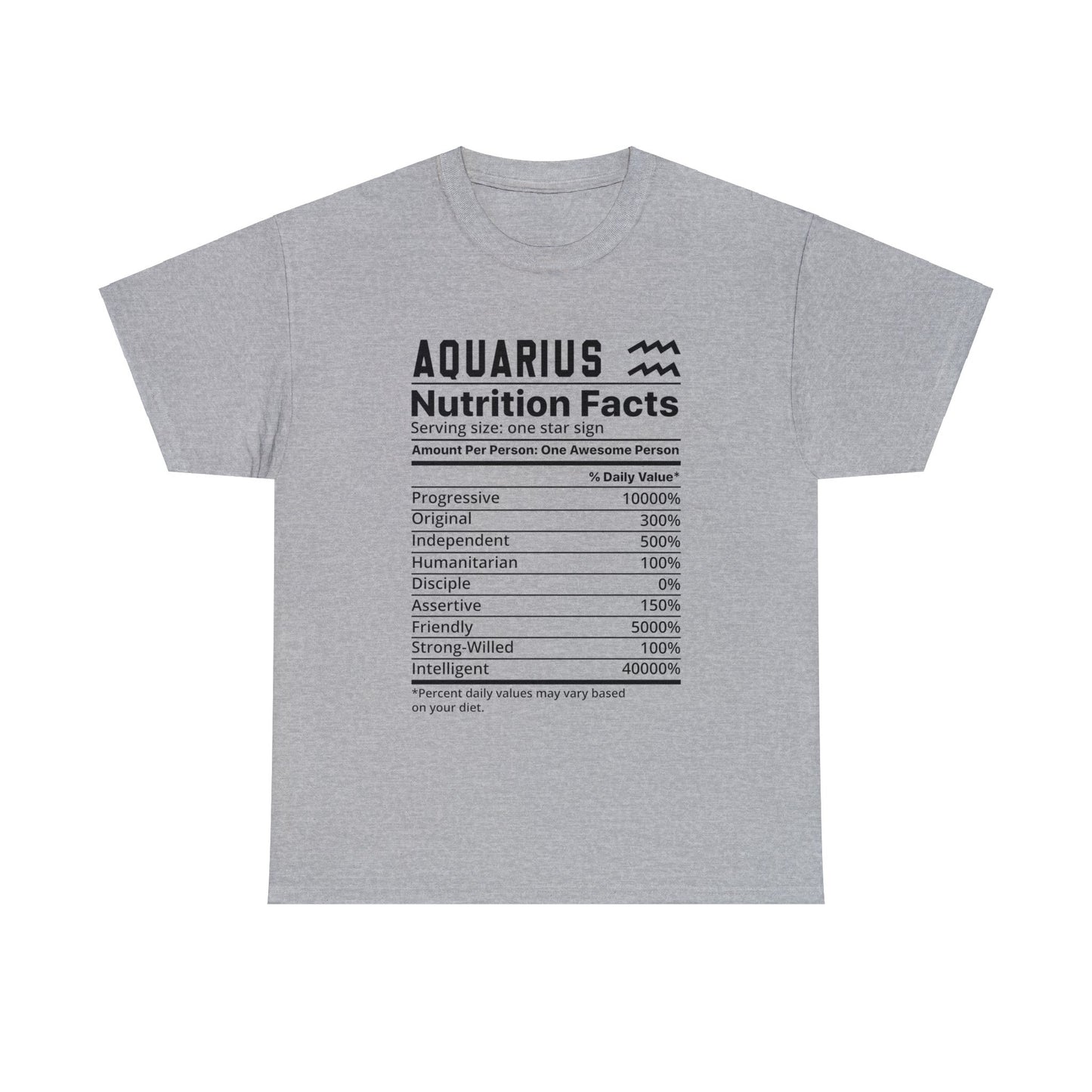 Zodiac Nutrition Facts -  T-Shirt (Aquarius) - Albro Designs  # 