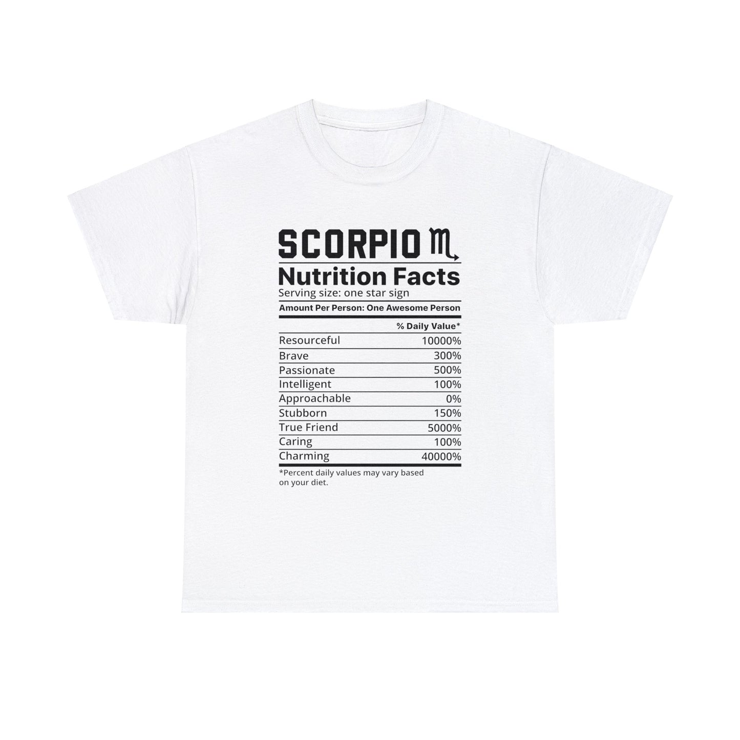 Zodiac Nutrition Facts -  T-Shirt (Scorpio) - Albro Designs  # 