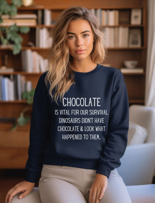 Chocolate, the Key to Survival Dinosaur - Sweatshirt - Albro Designs  #