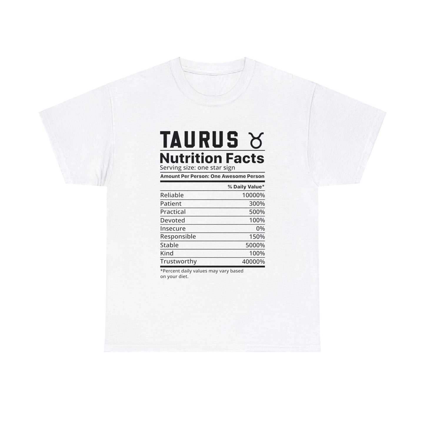 Zodiac Nutrition Facts -  T-Shirt (Taurus) - Albro Designs  # 