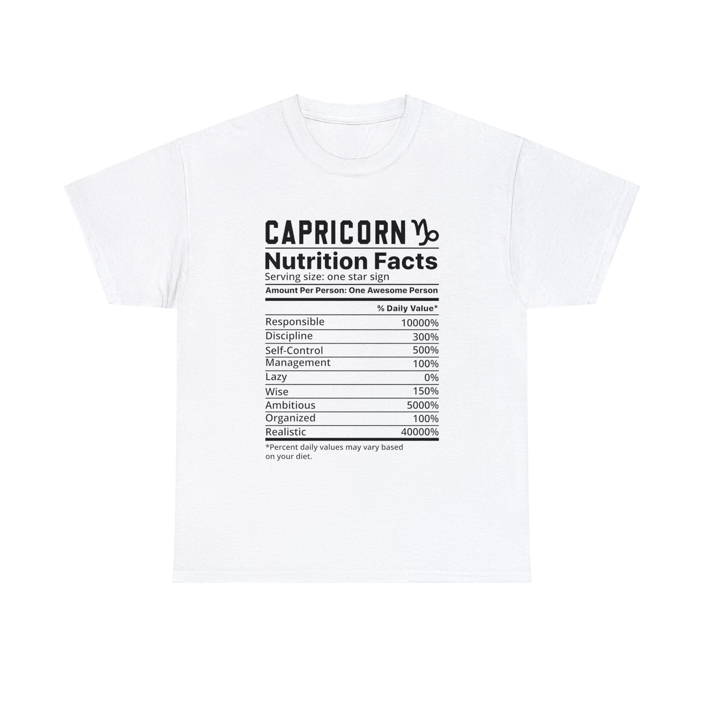 Zodiac Nutritional Facts - T-Shirt (Capricorn) - Albro Designs  # 