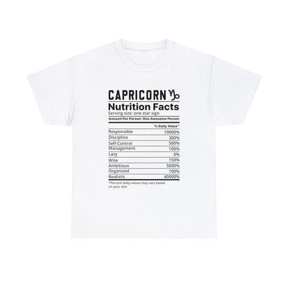 Zodiac Nutritional Facts - T-Shirt (Capricorn) - Albro Designs  # 