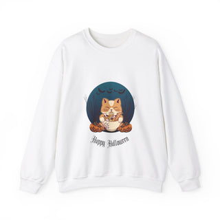 Cat & Pumpkin Happy Halloween - Sweatshirt - Albro Designs  #