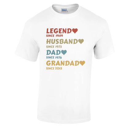 Legend, Husband, Dad, Grandad Custom Date - T-Shirt - Albro Designs  # 