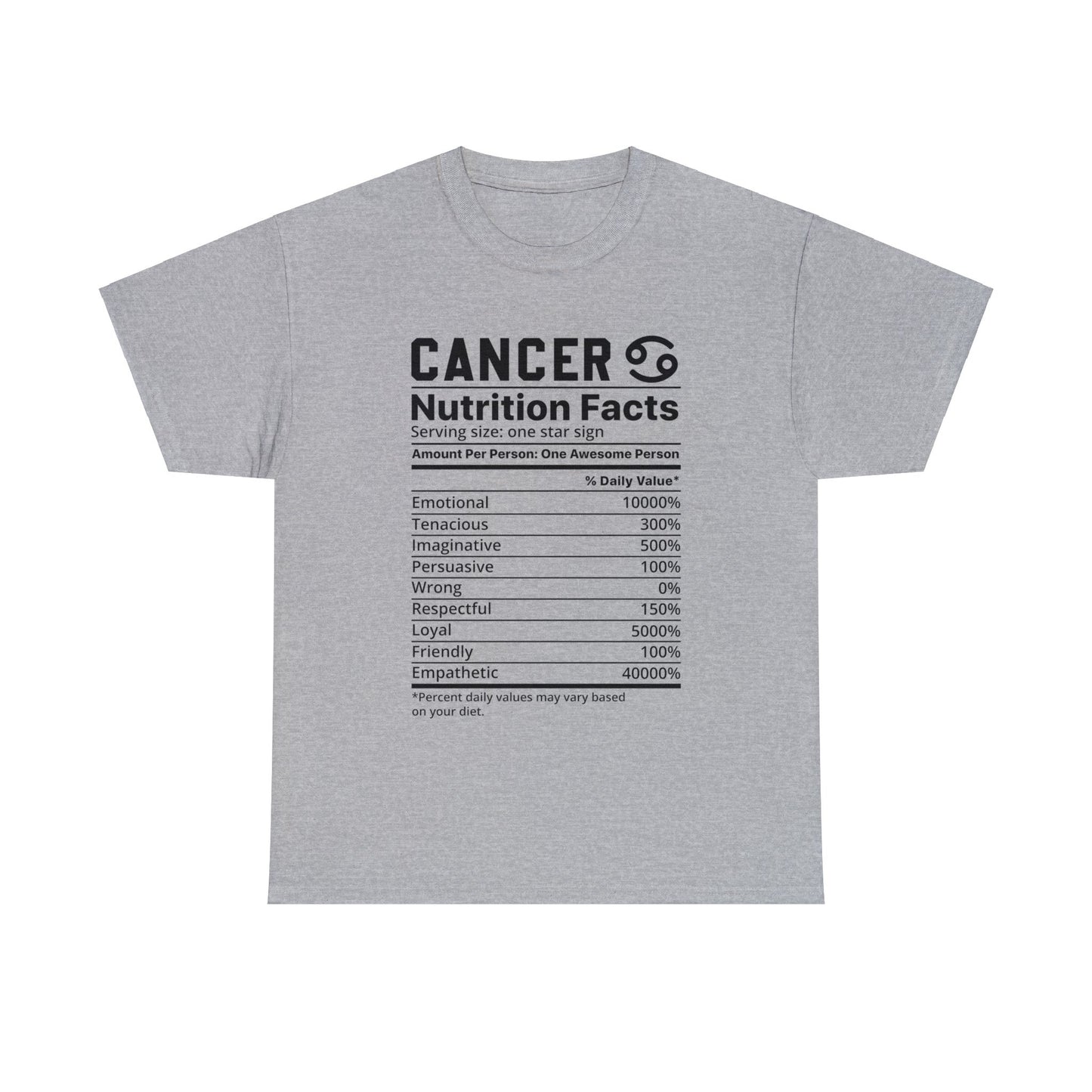 Zodiac Nutrition Facts -  T-Shirt (Cancer) - Albro Designs  # 