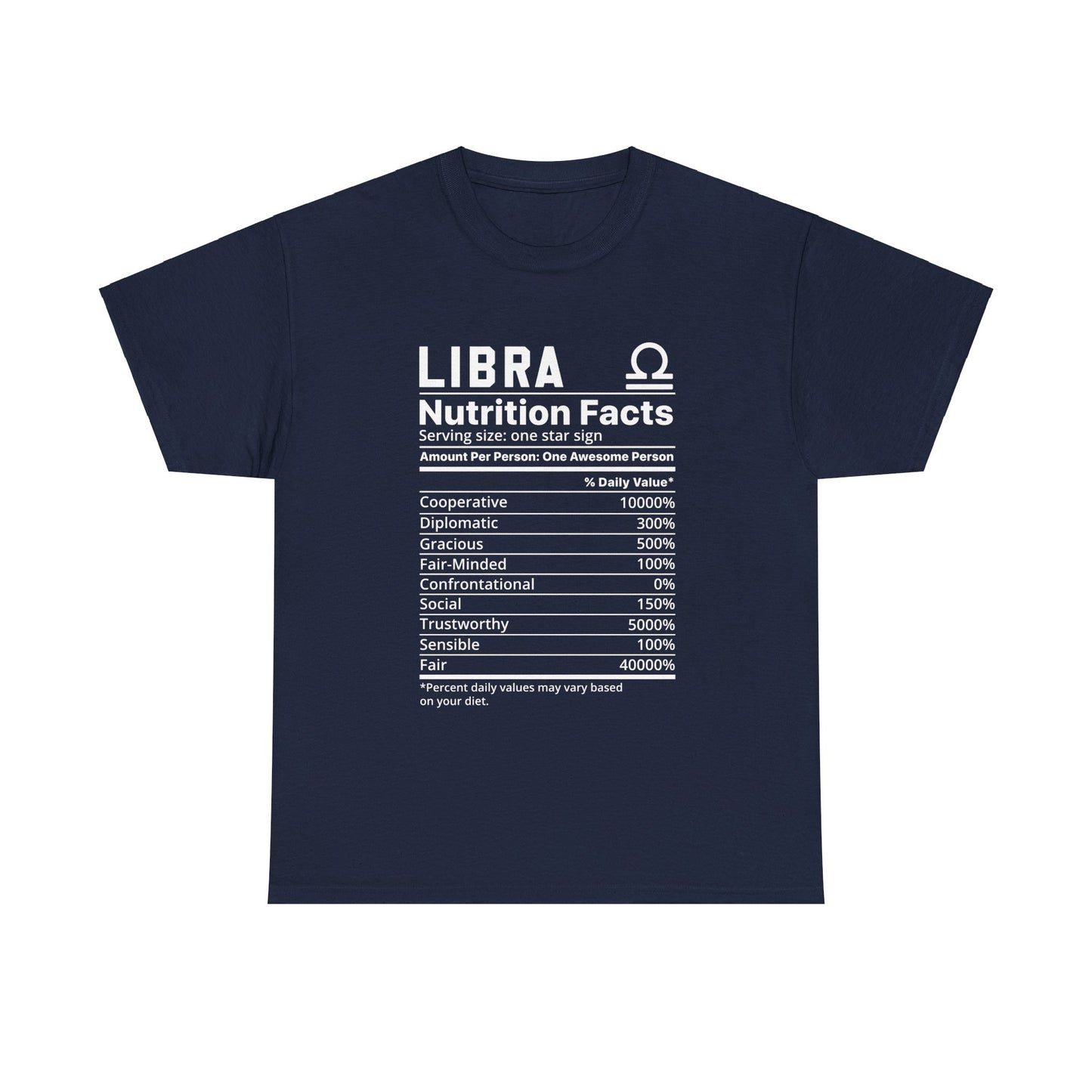 Zodiac Nutrition Facts -  T-Shirt (Libra) - Albro Designs  # 