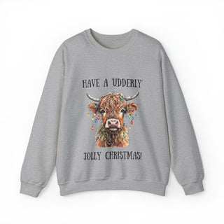 Christmas Udderley Jolly Highland Cow - Sweatshirt - Albro Designs  #