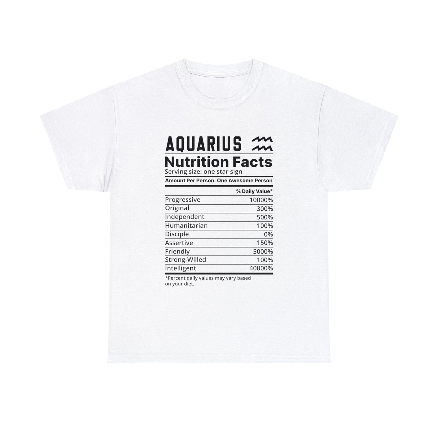 Zodiac Nutrition Facts -  T-Shirt (Aquarius) - Albro Designs  # 