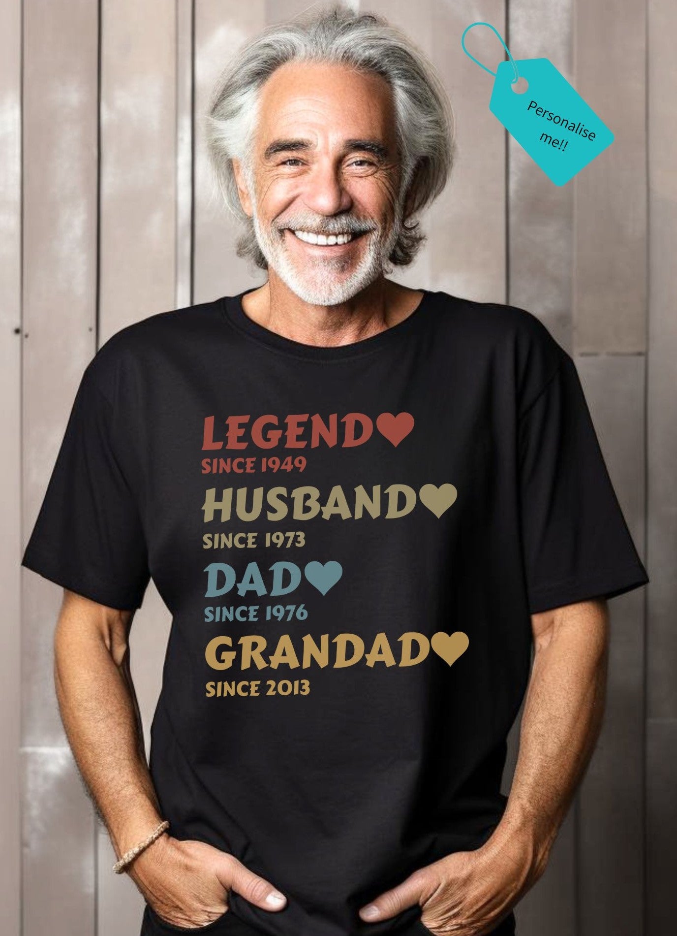 Legend, Husband, Dad, Grandad Custom Date - T-Shirt - Albro Designs  # 