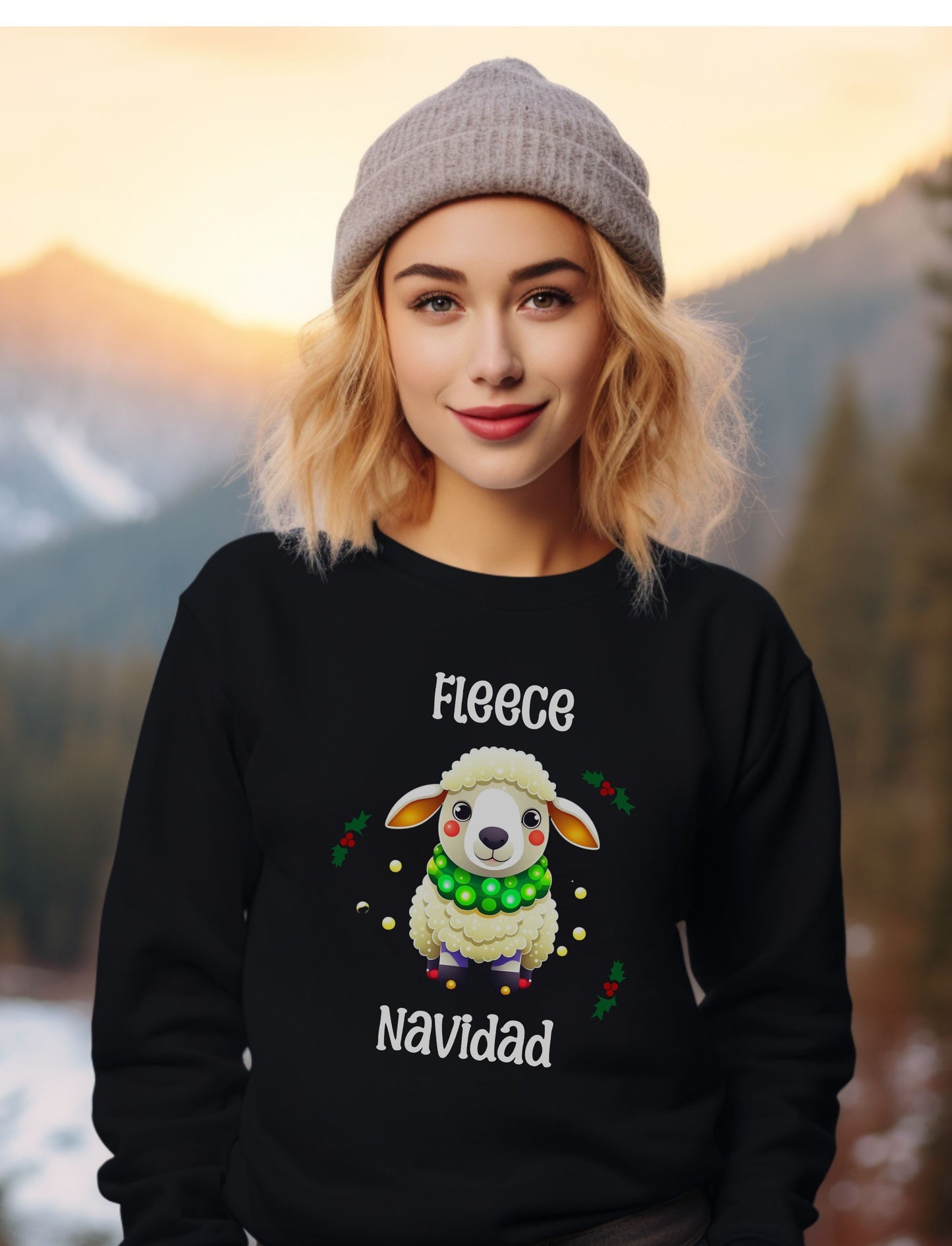 Christmas Fleece Navidad Sheep - Sweatshirt - Albro Designs  # 