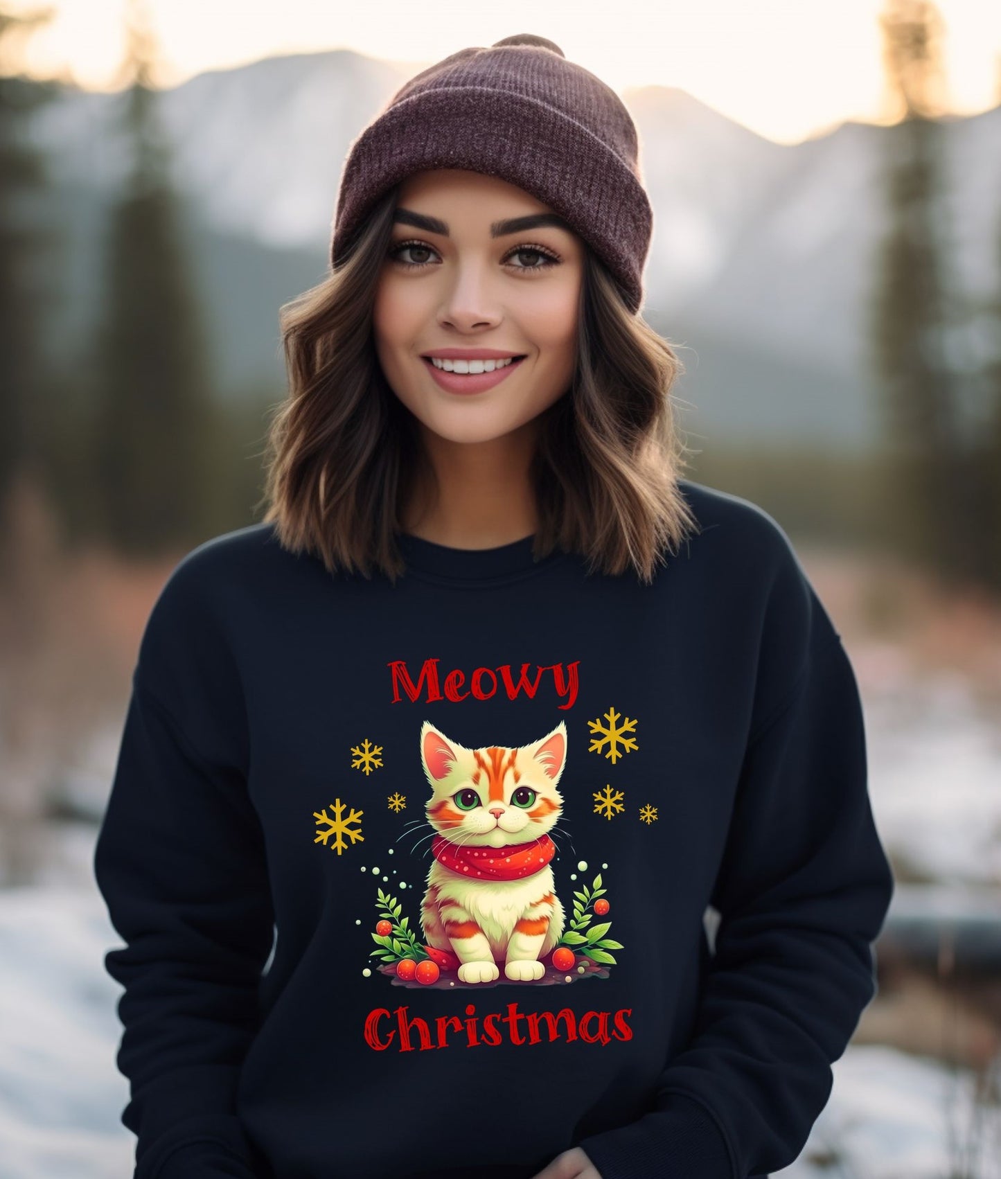 Meowy Christmas Cat - Sweatshirt - Albro Designs  # 