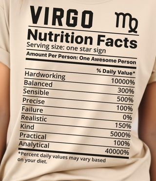 Zodiac Nutrition Facts -  T-Shirt (Virgo) - Albro Designs  #