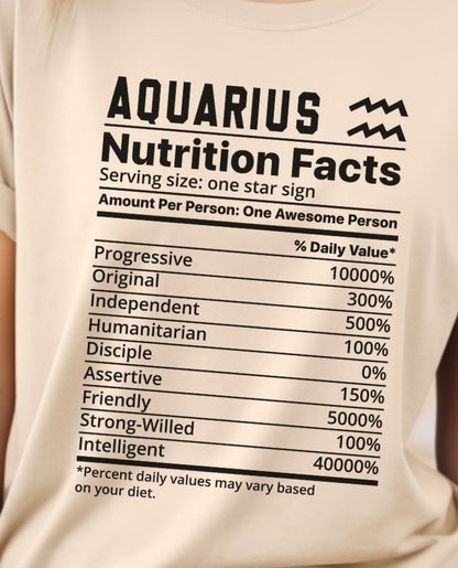 Zodiac Nutrition Facts -  T-Shirt (Aquarius) - Albro Designs  # 