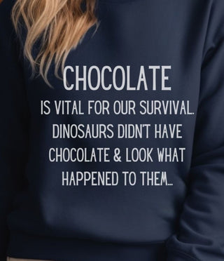 Chocolate, the Key to Survival Dinosaur - Sweatshirt - Albro Designs  #