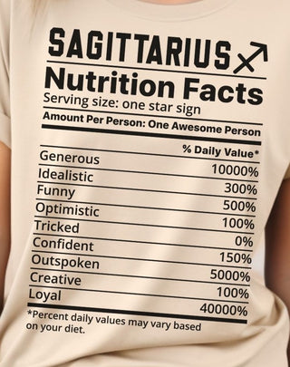 Zodiac Nutrition Facts -  T-Shirt (Sagittarius) - Albro Designs  #