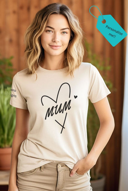 Mum Heart - Custom Sleeve T-Shirt - Albro Designs  # 