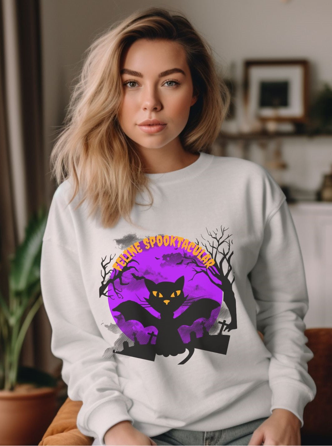 Feline Spooktacular Halloween - Sweatshirt - Albro Designs  # 