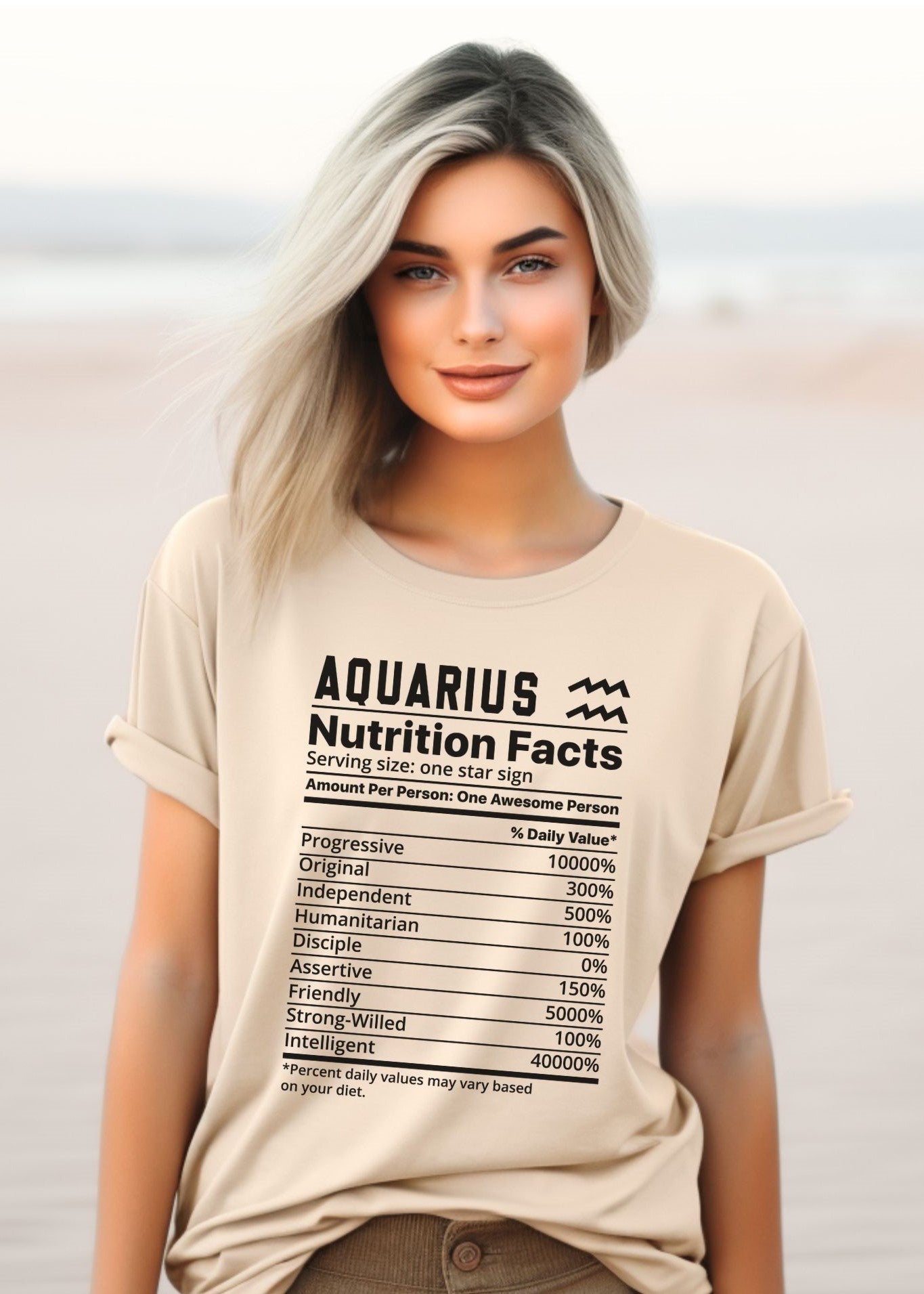 Zodiac Nutrition Facts -  T-Shirt (Aquarius) - Albro Designs  # 