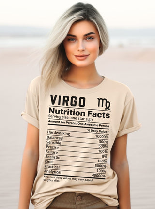 Zodiac Nutrition Facts -  T-Shirt (Virgo) - Albro Designs  #