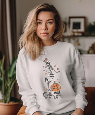 Skeleton 'Most Wonderful Time Of The Year' Halloween - Sweatshirt - Albro Designs  #