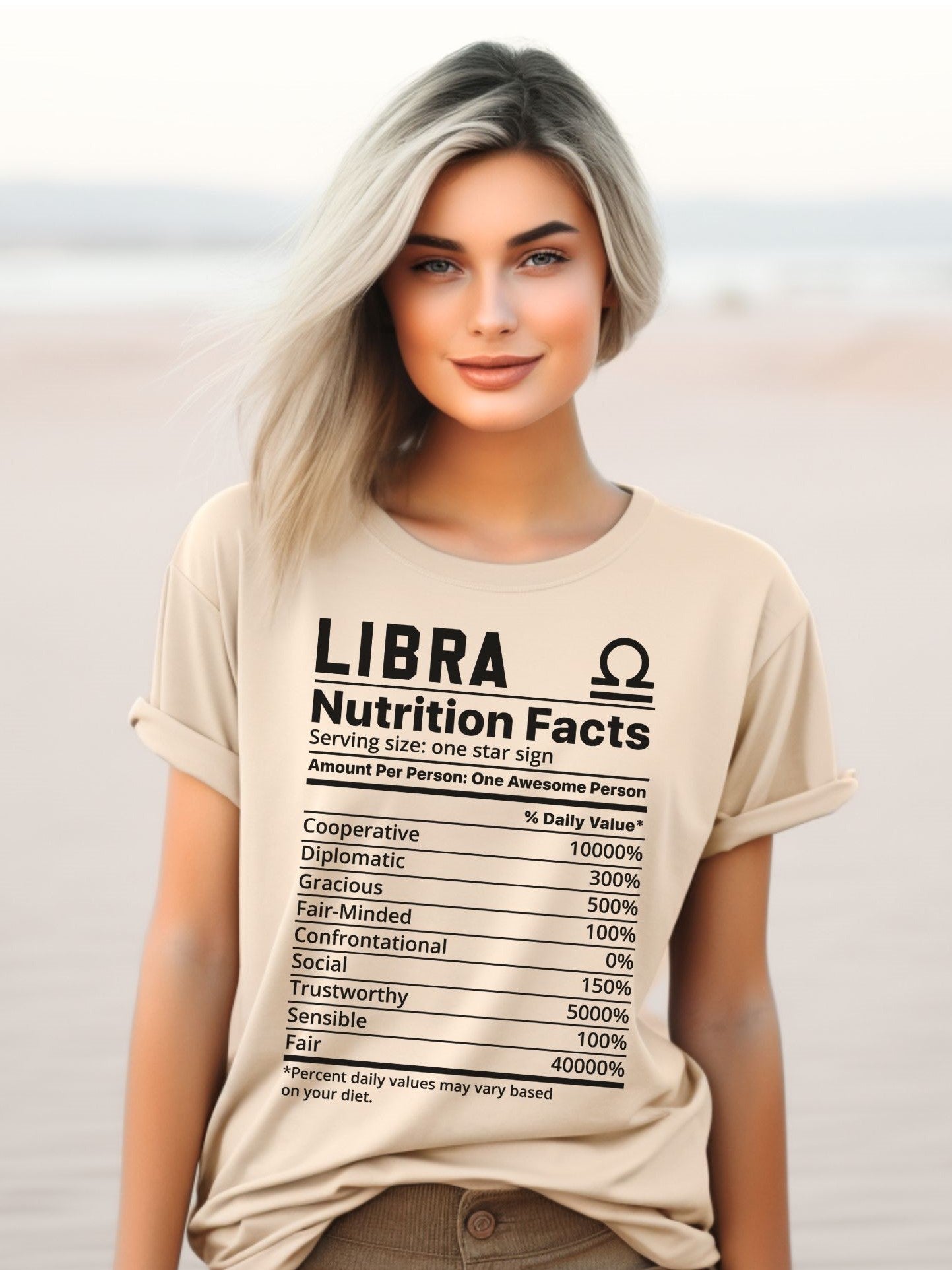 Zodiac Nutrition Facts -  T-Shirt (Libra) - Albro Designs  # 